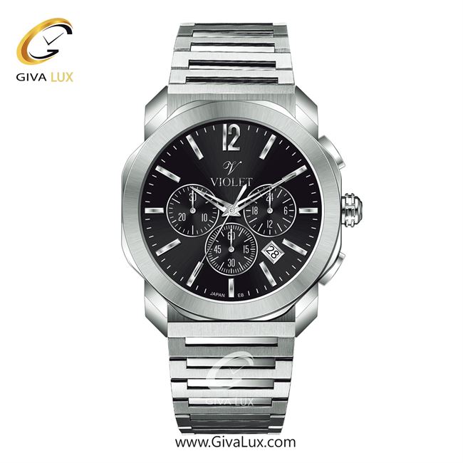 ساعت مچی اورجینال مردانه ویولت VIOLET سه موتوره کرنوگراف نقره ای | نقره ای| مشکی| کد رفرنس 0628